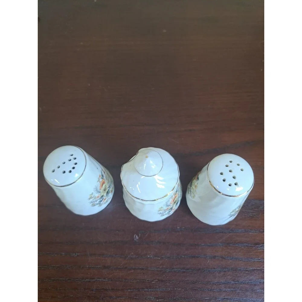 Vintage White With Floral Pattern Ceramic Salt Shaker, Pepper Shaker And...